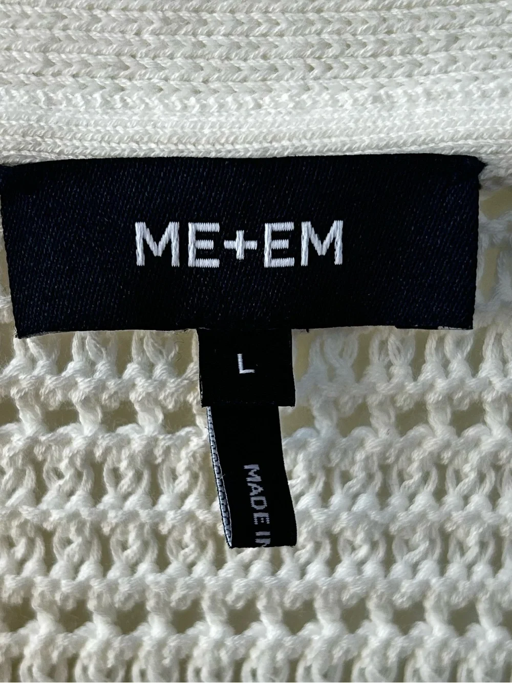 ME + EM Cotton Cardigan Dress in White Size Large Coastal Quiet Luxury